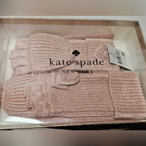Kate Spade English Rose Metallic Box Set, Beanie & Glomitts, One Size